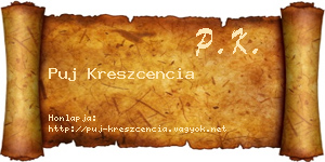 Puj Kreszcencia névjegykártya
